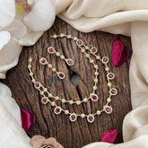 Elegant 2 Layer Red AD Stone Short Neckpiece-Tear drop-G12833